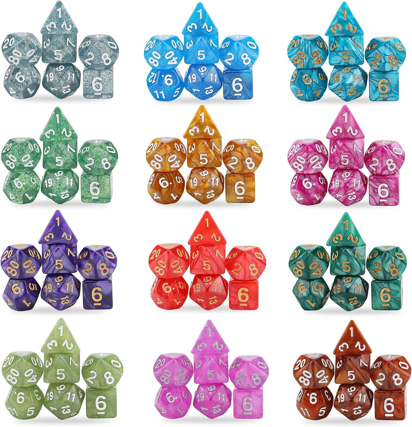 DND Dice Set, 25 X 7 Polyhedral Dice (175 Pieces) for Dungeons and Dragons DND RPG MTG Table Game D4 D6 D8 D10 D12 D20 25 Colors Dice with 1 Large Flannel Bag