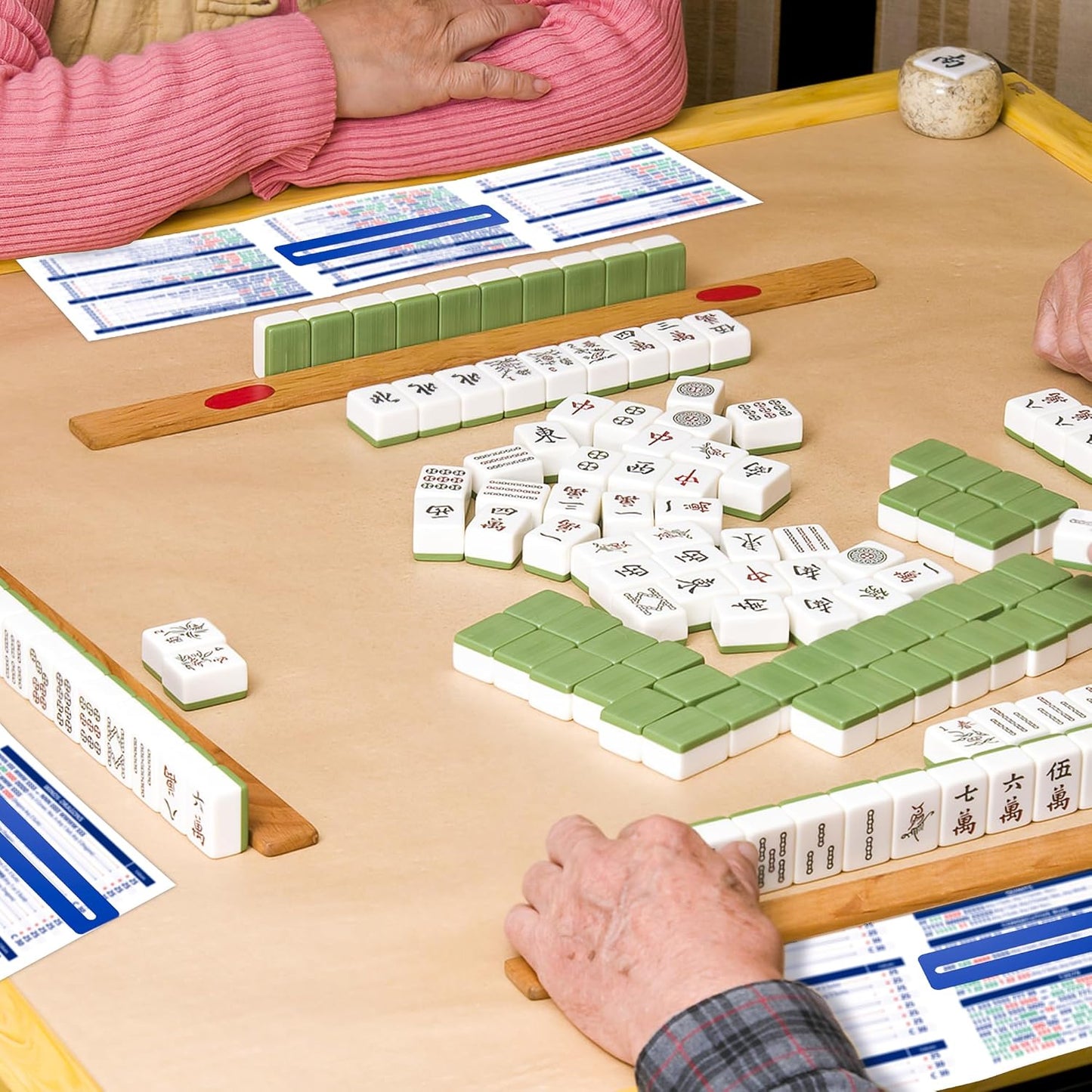 2025 Mahjong Card Official with Mahjong Line Reader, Mahjong Cards Official Rules Version Large Print Style, 4-Pcs(Blue)