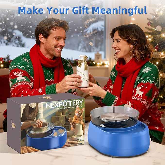Pottery Wheel for Kids and Beginner - Upgraded Pottery Wheel with 6" Turntable with Two-Way Rotation, 2.2lb Clay, Art Supplies Sculpting Tools, Christmas Craft Gifts for Teens Kids Adults (Blue)