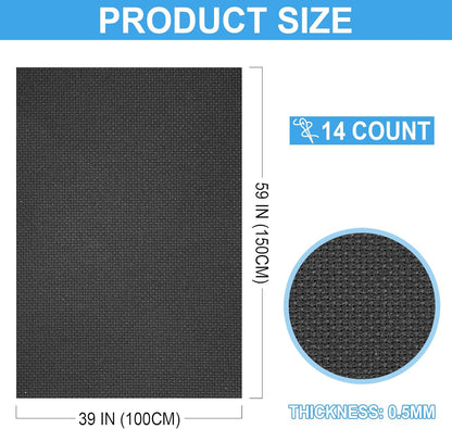 Cross Stitch Fabric 14 Count Aida Cloth 59 x 39 Inch Large Size Classic Reserve Cross Stitch Supplies Embroidery Fabric for Home DIY Craft Decoration Handmade, Black