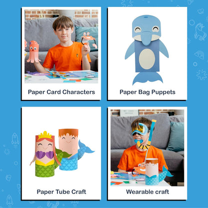 Craftikit® 20 Award-Winning Under The Sea Toddler Arts and Crafts for Girls Ages 4-8, Paper Craft Kits, Sea Animals, Mermaid Crafts for Girls Ages 4-6, Boys, Preschool Craft Supplies for Kids