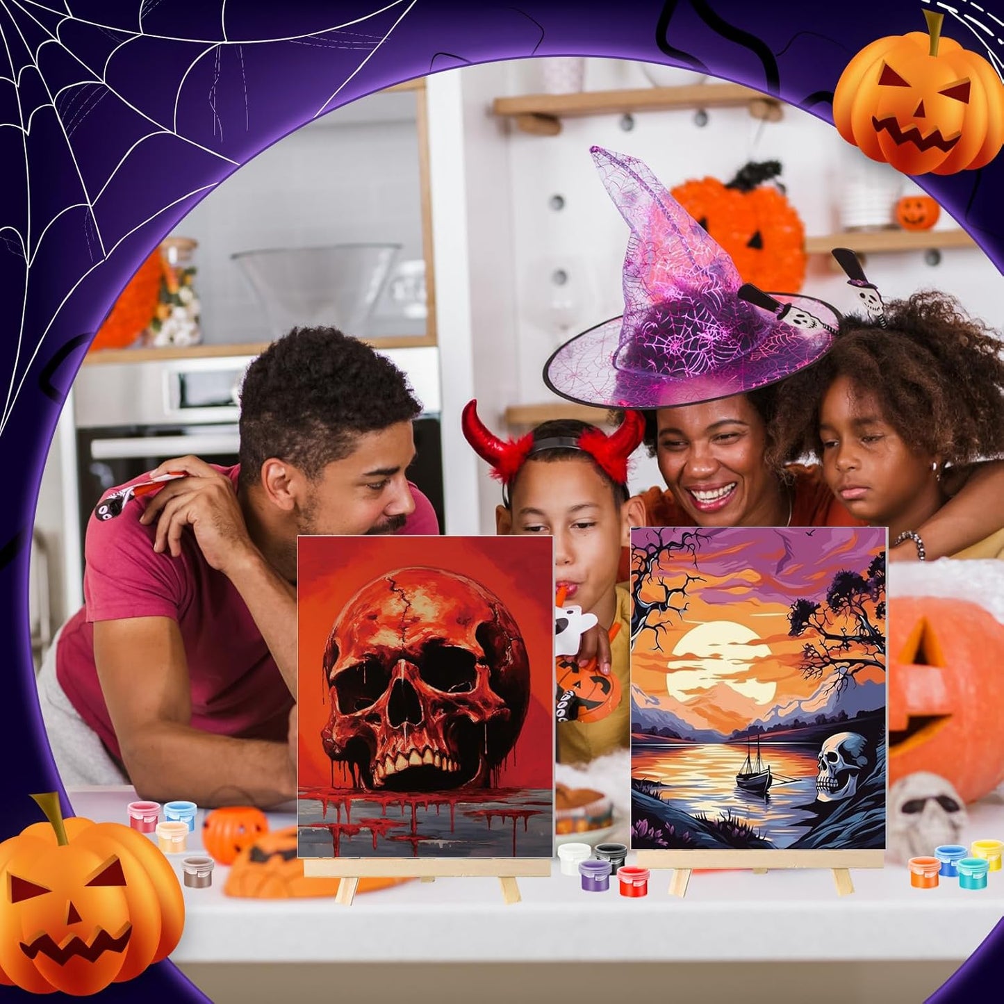Zhanmai 12 Pack Pre Drawn Canvas for Painting Sip and Paint Kit 8" x 10" Paint Party Set Canvas Painting Pre Printed Canvases for Party Favor DIY Virtual Adult's Date Night(Halloween Ghost) - Crafty Corner