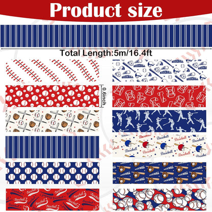 12 Rolls Baseball Washi Tape, Sport Masking Tape, Stadium Decorative Tapes for Scrapbook Journals Envelope DIY Craft Birthday Thanksgiving Christmas Party Gift Wrapping Supplies 16.4FT