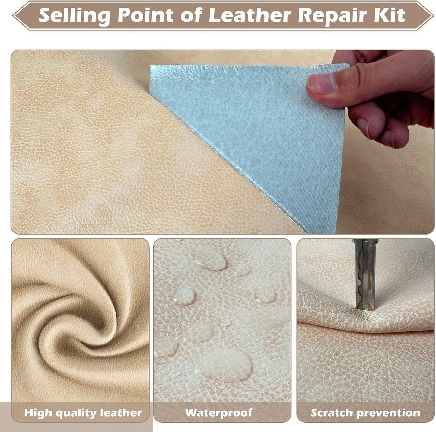 Leather Repair Tape, 23.6x79 inch Leather Patches for Furniture, Self Adhesive Leather Repair Patch for Sofas, Couches, Leather Covers, Seats, Chairs, Vinyl Repair Tape Retro Dark Gray