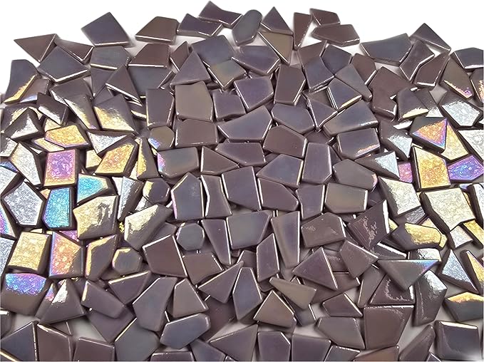 Irregular Glass Mosaic Tiles Bulk 500g Glossy and Iridescent Mosaic Glass Tiles for DIY Projects and Arts and Crafts Solid Colors and Mixes (Iridescent Light Pink)