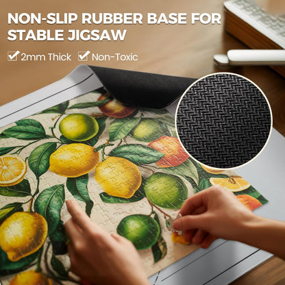 ropoda 1500 Pieces 46" x 26 "Puzzle Mat Roll Up, Puzzle Saver with 4 Large Sorting Trays & Travel Storage Bag, Portable Rollup Puzzles Keeper(Grey)