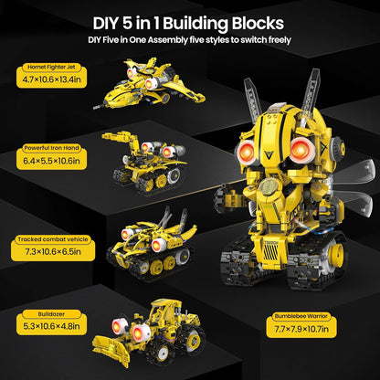 5-in-1 STEM Robot Building Kit for Kids Ages 8-16, Remote & App Controlled, Rechargeable Engineering Learning DIY Coding Toy, Educational Building Blocks Gift for Girls & Boys (673 PCS) - Crafty Corner