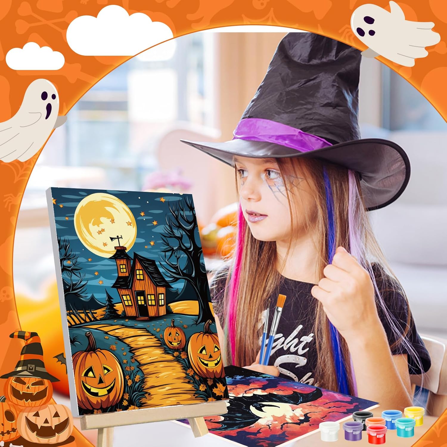 Zhanmai 12 Pack Pre Drawn Canvas for Painting Sip and Paint Kit 8" x 10" Paint Party Set Canvas Painting Pre Printed Canvases for Party Favor DIY Virtual Adult's Date Night(Halloween Pumpkin) - Crafty Corner