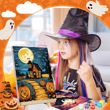 Zhanmai 12 Pack Pre Drawn Canvas for Painting Sip and Paint Kit 8" x 10" Paint Party Set Canvas Painting Pre Printed Canvases for Party Favor DIY Virtual Adult's Date Night(Halloween Pumpkin) - Crafty Corner