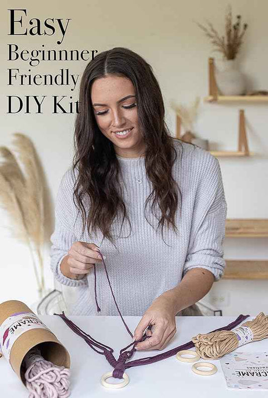 Aesthetic Creative Macrame Kit, Makes 3 DIY Plant Hangers for Teens & Adult Beginners, Craft Supplies for Boho Art Project-3 Custom Color Macrame Cord, Wooden Rings & Instructions