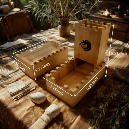Bamboo Dice Tower DND Dice Roller, Foldable Magnetic Die Roller Castle for Dungeons and Dragons, Board Game, D&D Tabletop Game and RPG Games