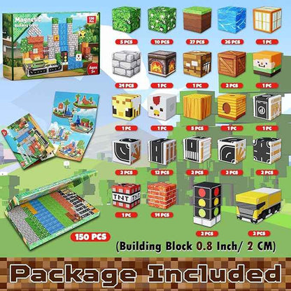Magnetic Blocks - 150PCS Magnetic Building Blocks Road Forest Magnetic Cubes - STEM Toys for Montessori Toddler Birthday Gifts -STEM Sensory Construction Toys for Kids Ages 3+ for Boy & Girl