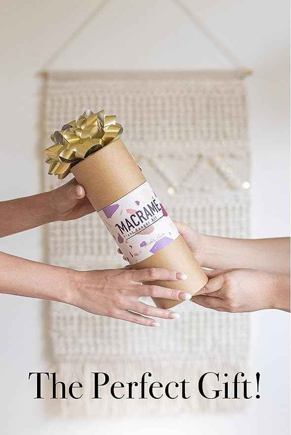 Aesthetic Creative Macrame Kit, Makes 3 DIY Plant Hangers for Teens & Adult Beginners, Craft Supplies for Boho Art Project-3 Custom Color Macrame Cord, Wooden Rings & Instructions