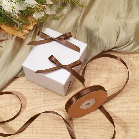 LaRibbons Brown Satin Ribbon 3/8 Inch 50 Yards Thin Luxury Double Faced Mocha Mousse Silk Ribbon for Flower Bouquet Crafts Gift Wrapping Wedding Decoration - Crafty Corner