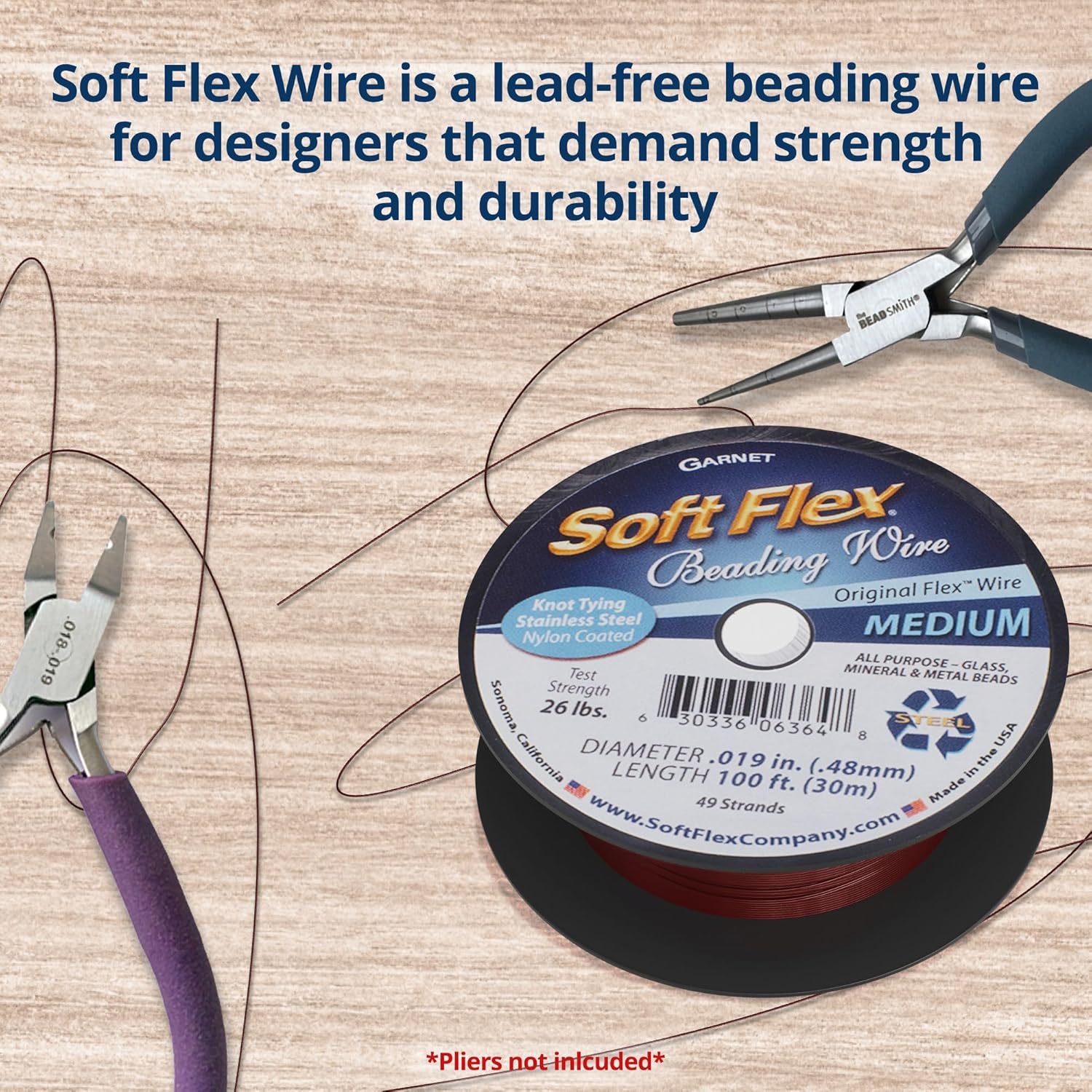 Soft Flex 49 Strand Beading Wire - Medium 0.19 Diameter - 100 Feet Nylon Design Wire - Crafty Corner