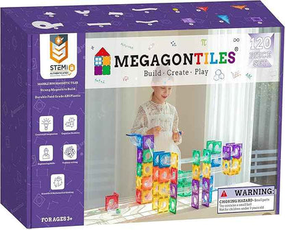 Marble Run Magnetic Tiles Set 120PCS | STEM-Authenticated Magnetic Building Blocks with Marble Track Pieces | Educational Construction Toy for Kids Ages 3–8 (Boys & Girls)