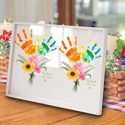 Flowers Bouquet Mother’s Day Handprint Art DIY Kit – Custom Mother's Day Handprint Art DIY Gifts For Grandparents And Moms from Kids, Christmas, Birthday Crafts Gifts