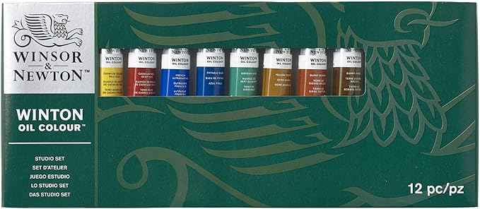 Winsor & Newton Winton Oil Color Paint, Studio Set, 10 x 37ml Tubes, Blue,Red,White, 12 Piece Set