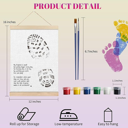 Fathers Day Footprint Art Kit – 12x16 inches Footprint Art Kit with Acrylic Paints – DIY Family Keepsake Craft, Father Daughter Activity, Father's Day Birthday Gifts Fit for Dad, Grandpa, BH07
