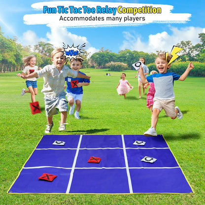 2-in-1 Outdoor Giant Tic Tac Toe Bean Bag Toss Games for Kids Adults, 4.5Ft Double-Sided Large Outside Lawn Yard Backyard Carnival Field Day Beach Picnic Camping Birthday Party Family Reunion Game