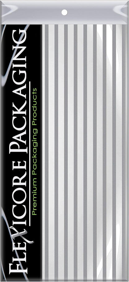 Flexicore Packaging Metallic Silver Pin Stripe Print Gift Wrap Tissue Paper Size: 15 Inch X 20 Inch | Count: 100 Sheets | Color: Silver Pin Stripe
