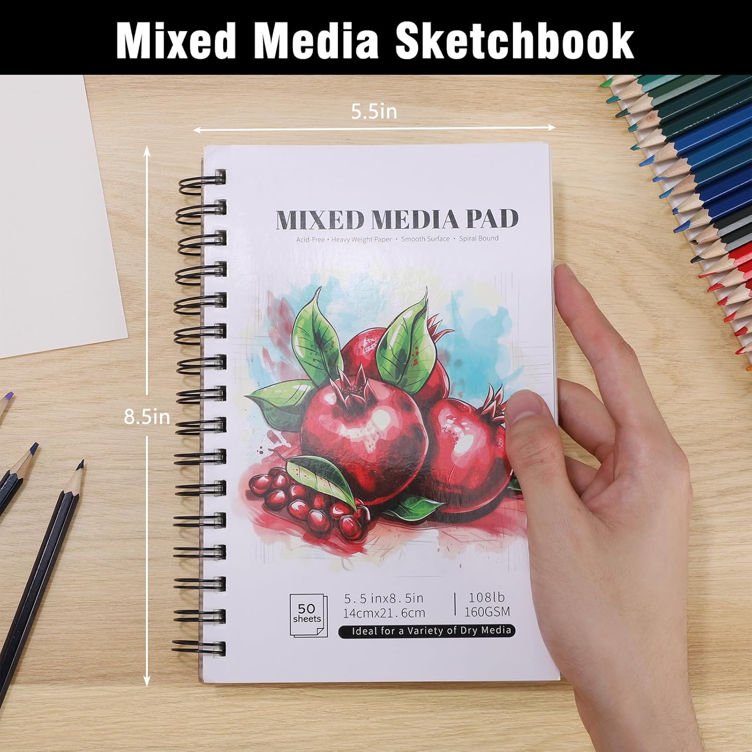 4 Pack Mixed Media Sketchbook, 5.5x8.5 inches Drawing Paper Sketch Book, 98lb/160gsm Heavyweight Spiral Bound Sketch Pads, Suitable for Wet and Dry Media, Drawing, Painting, Sketching(200 Sheets) - Crafty Corner