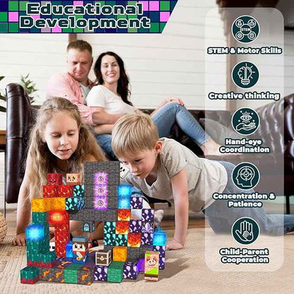Light up Magnetic Blocks, 150PCS Magnetic Building Cube Game, Constructions Toys for Kids Age 3-4, 5 6 7 8 9 10, STEM Montessori Building Set for Kids, Building Stacking Toy Birthday for Toddlers