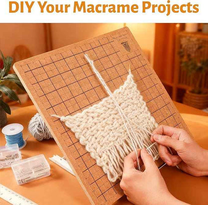 108 Pcs Macrame Board and Pins Kit, 12×16 Inch Wood Macrame Board and Metal Adjustable Holder for Braiding, Knotting and Bracelet Creating