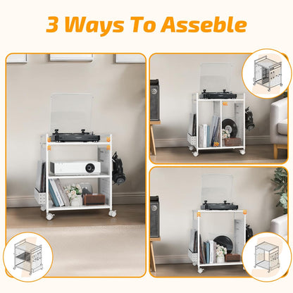 PLKOW Video Game Storage Rack, Game Storage Organizer for Consoles, Controllers, Headphones PS5 PS4 Xbox Switch Nintendo Accessories, Rolling PS5 Console Stand, Perfect Holiday Present, White