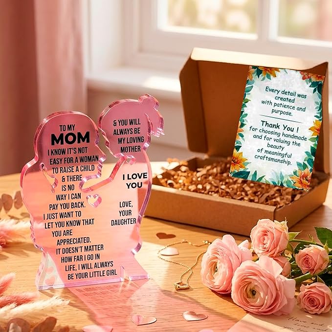 Mom Gift from Daughter Acrylic Plaque – Mother Daughter Gift, Mothers Day Gifts for Mom, Best Presents for Moms, Best mom Ever Gifts, Mothers Day Decor for Mother's Day