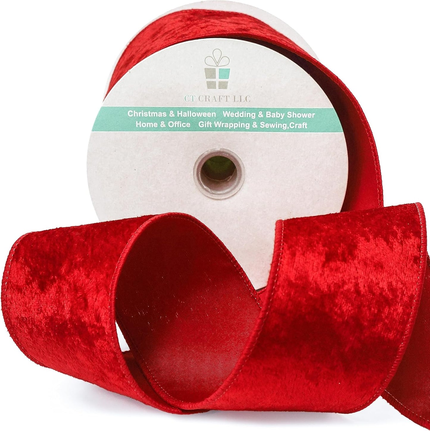 Red Velvet Ribbon 2.5 Inch x 10 Yards for Christmas Tree Topper Home Decoration Wreath Gift Wrapping DIY Craft - Crafty Corner