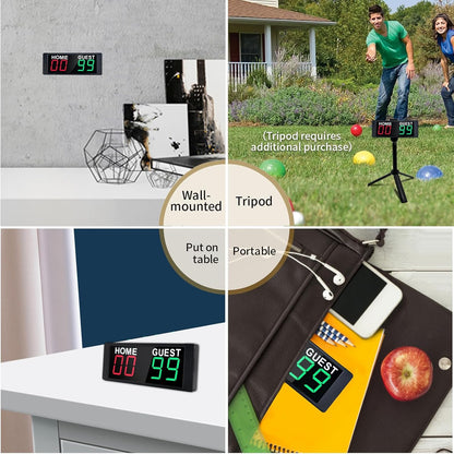 YZ Magnetic Battery Powered Cornhole Scoreboard,Portable Digital Scoreboard with Remote,Ping Pong Score Keeper with Buzzer,LED Electronic Scoreboard for Basketball/Baseball/Volleyball/Billiard Games