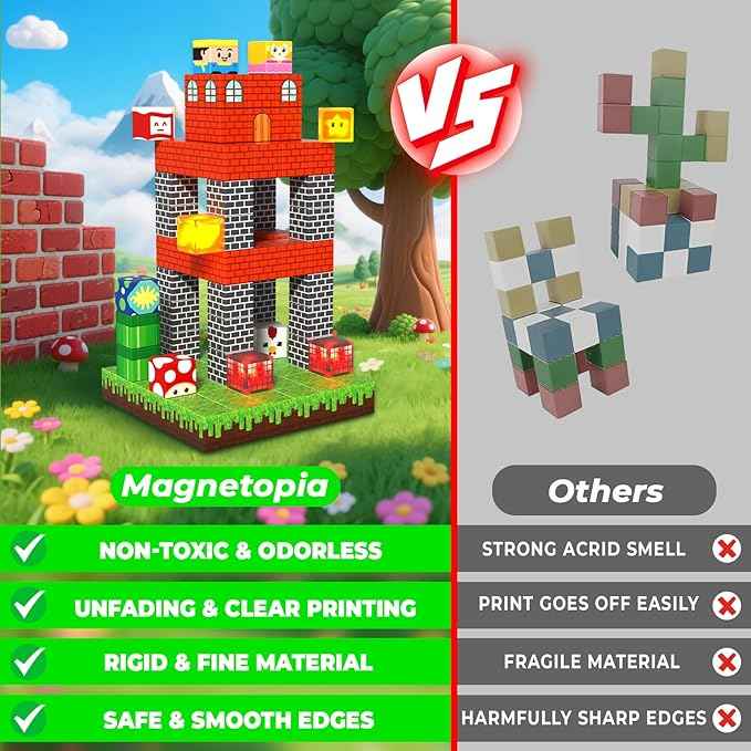 200PCS Magnetic Blocks with Light Blocks - Magnetic Blocks for Kids Ages 4 5 6 7 8, Magnetic Building Cubes, Magnetic Building Block, Christmas Birthday Gifts for 3-10 Years Old Boy Girls, STEM Toy