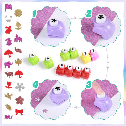 Geyee 68 Pieces Scrapbook Paper Punch Hole Punches Shape Mini Gift Card Punch Small Scrapbooking Shape Cutters for Nail Stamp Supplies DIY Craft Fun Projects, 68 Styles - Crafty Corner