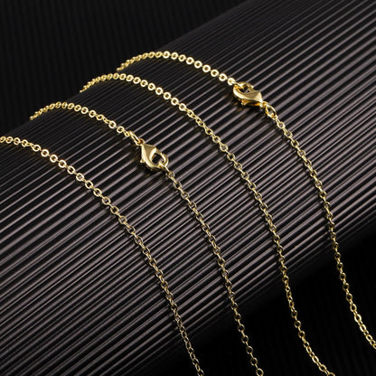 Wholesale 12 PCS Gold Plated Solid Brass Flat Cable Chain Finished Necklace Chains Bulk for Jewelry Making (26 Inch(2 MM))