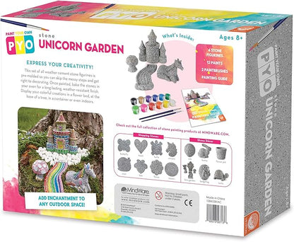 MindWare Paint Your Own Stone Unicorn Garden – Weather-Resistant Garden Rocks Paint Kit for Kids – Includes Paint, Brushes and Instructions – Ages 8 and Up