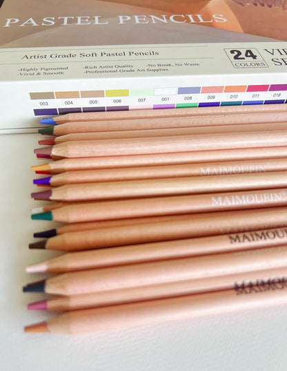 Soft Pastel Pencils 24 Colors Vibrant Drawing Pencil Set Professional Grade Pastels Art Supplies for Drawing Sketching Coloring (Not Oil-Based)(Brown)