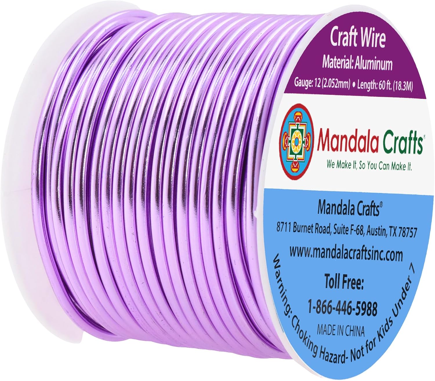Mandala Crafts 12 Gauge Anodized Aluminum Craft Wire for Jewelry Making - 60 FT Colored Flexible Lavender Wire - Bendable for Bonsai Armature Crafting Sculpting - Crafty Corner