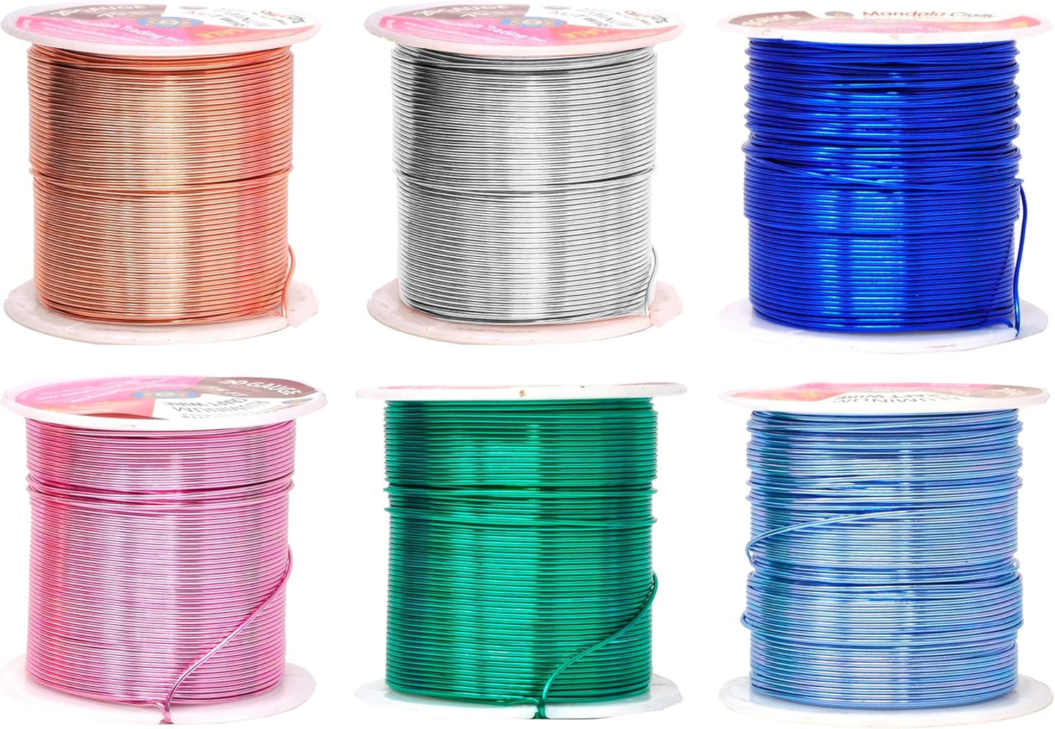Mandala Crafts 20 Gauge Anodized Aluminum Craft Wire for Jewelry Making - 450 FT Colored Flexible Silver Copper True Blue Pink Ice Blue Green Wire - Bendable for Bonsai Armature Crafting Sculpting - Crafty Corner
