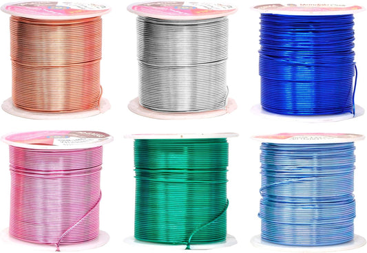 Mandala Crafts 20 Gauge Anodized Aluminum Craft Wire for Jewelry Making - 450 FT Colored Flexible Silver Copper True Blue Pink Ice Blue Green Wire - Bendable for Bonsai Armature Crafting Sculpting - Crafty Corner