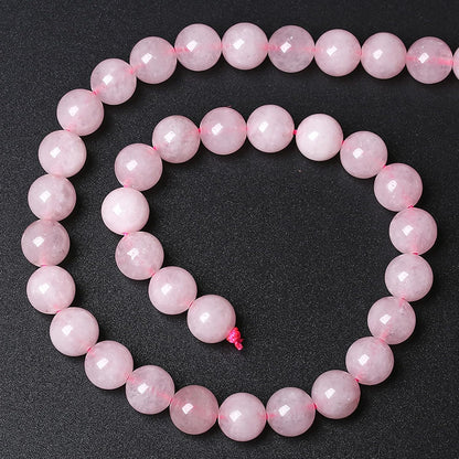 120pcs 6MM Natural Rose Quartz Stone Energy Healing Beads Round Loose Beads for Jewelry Making Bracelet Necklaces 2 Strands 32"
