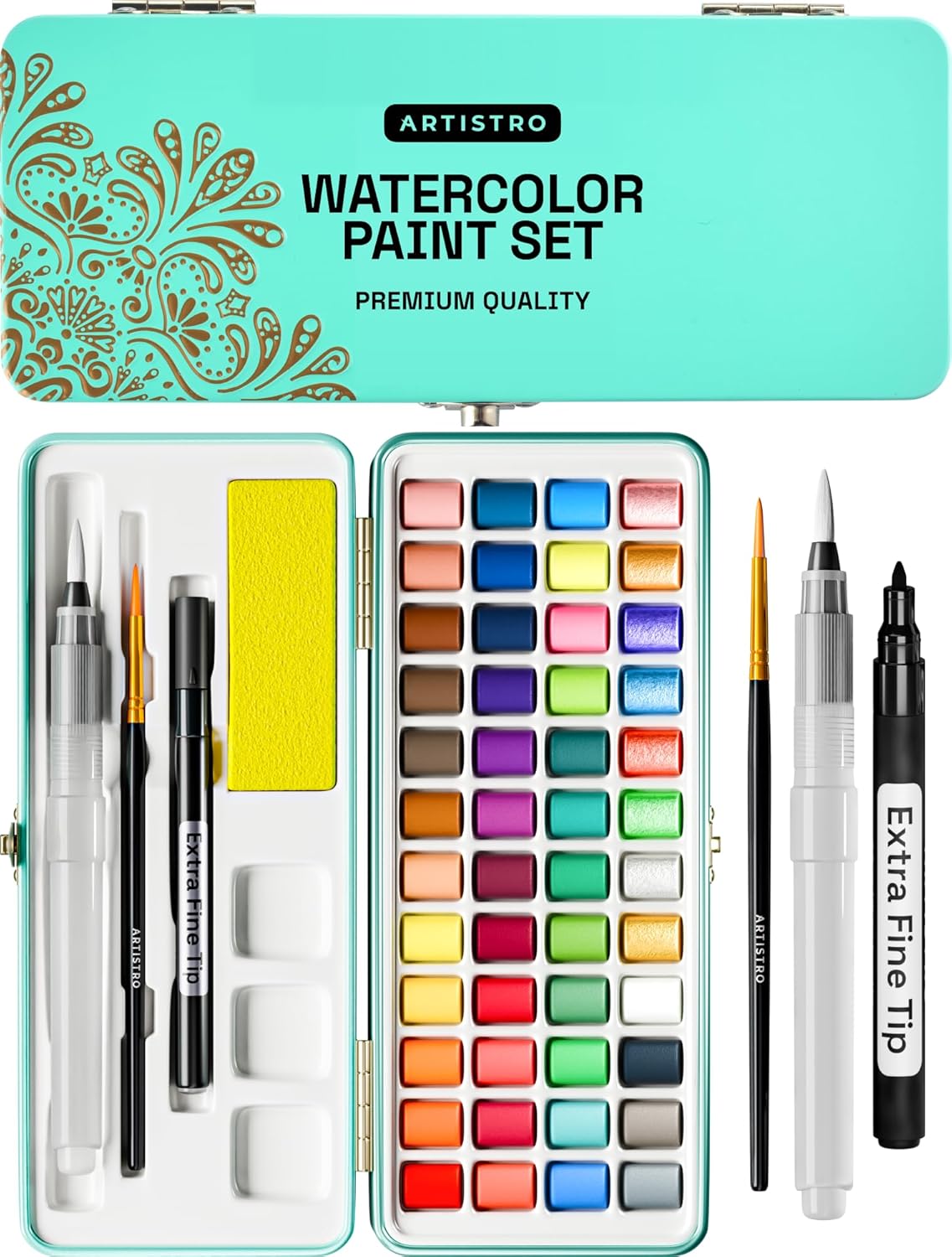 ARTISTRO Watercolor Paint Set Portable, Palette Set with Metallic Colors for Workbooks - Mini Travel Painting Kit for Artists, Professionals, Adults, Kids, Girls&Boys - Art Supplies, Christmas Gift - Crafty Corner