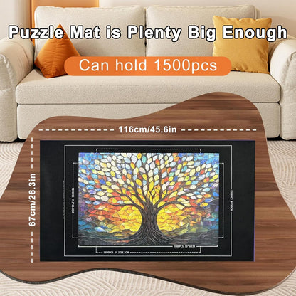 Napzy Puzzle Mat Rollup for Jigsaw Puzzles Storage Matt Roll Up Puzzle Board Saver with 8 Sorting Trays 1 Drawstring Bag Puzzle Table for Up to 1500 PCS