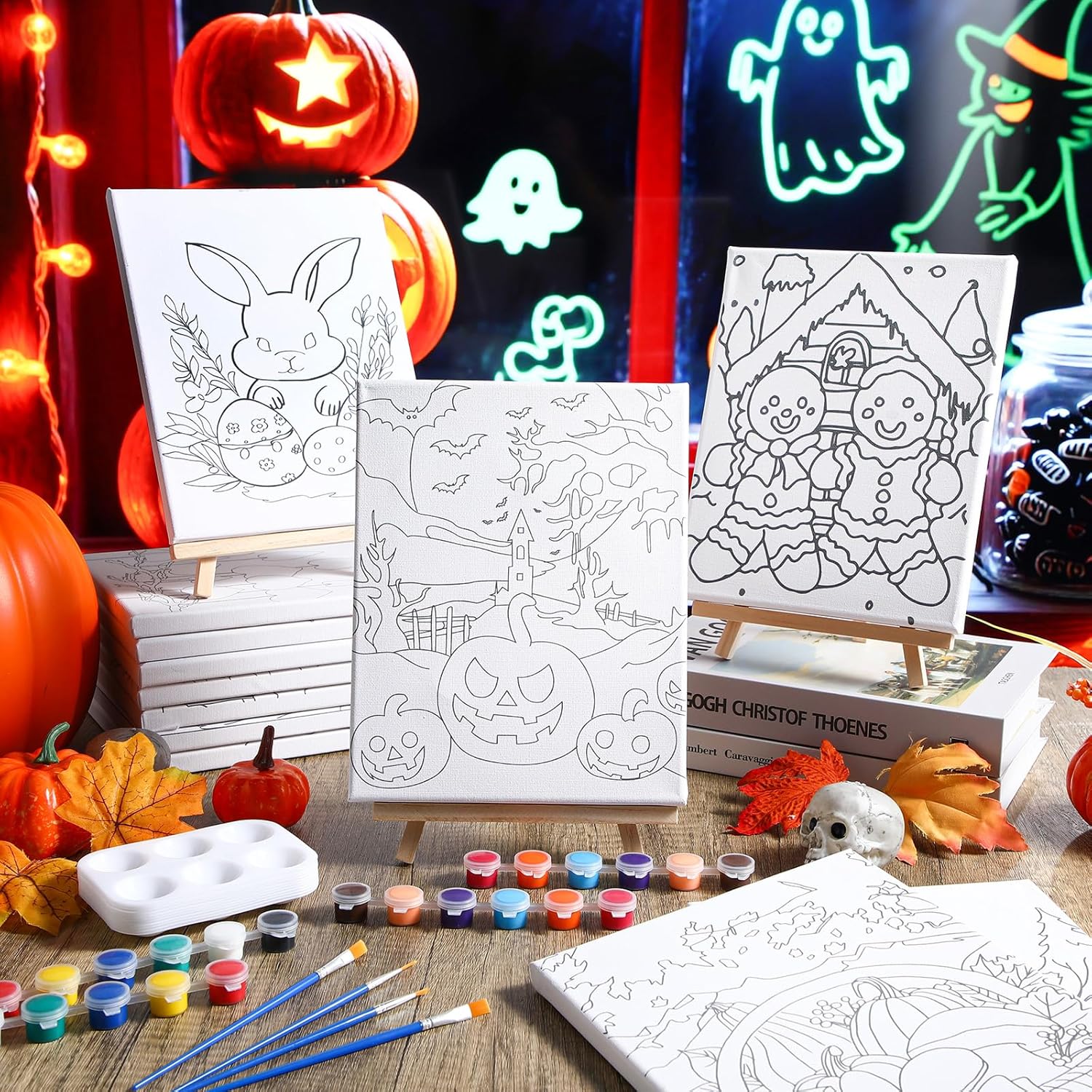 Zhanmai 12 Pack Pre Drawn Canvas for Painting Sip and Paint Kit 8" x 10" Paint Party Set Canvas Painting Pre Printed Canvases for Party Favor DIY Virtual Adult's Date Night (Classic Style) - Crafty Corner