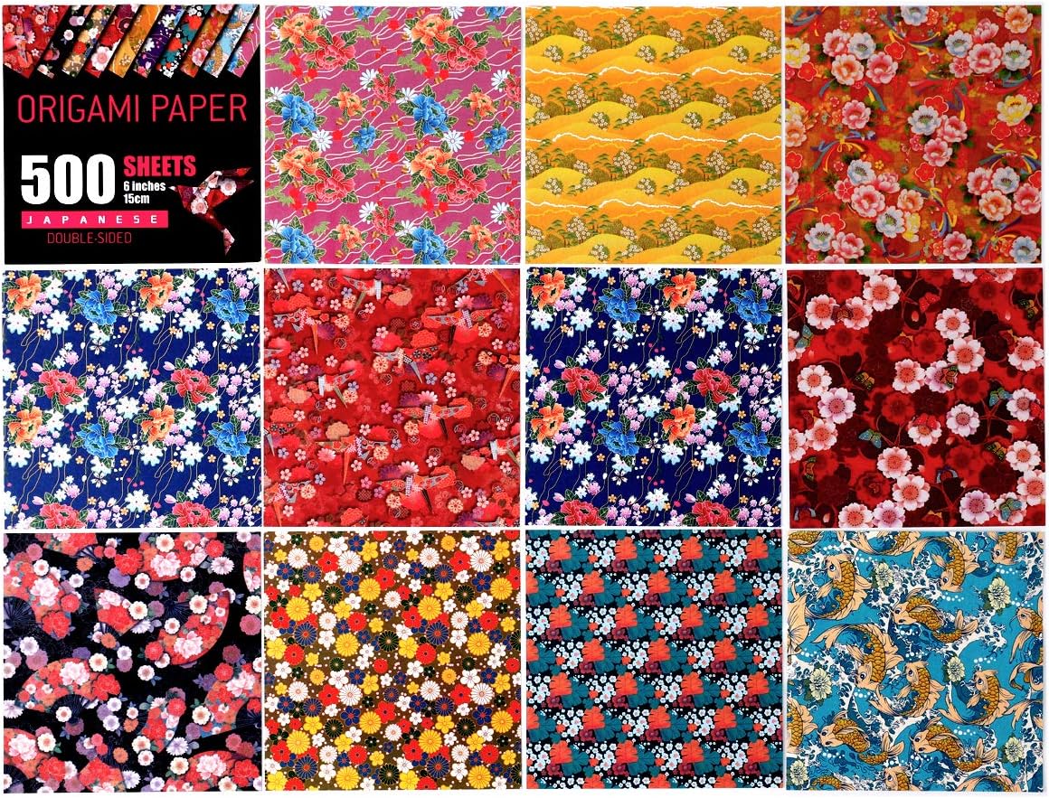 Japanese Washi Origami Paper 500 Sheets, 10 Vivid Colors, Colors Make Colorful and Easy Origami,6 Inch Square Sheet, for Kids & Adults, Papers, Arts and Crafts Projects (E-Book Included) - Crafty Corner