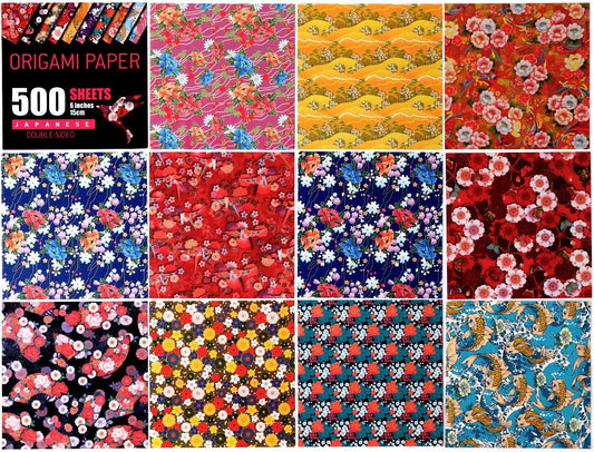 Japanese Washi Origami Paper 500 Sheets, 10 Vivid Colors, Colors Make Colorful and Easy Origami,6 Inch Square Sheet, for Kids & Adults, Papers, Arts and Crafts Projects (E-Book Included) - Crafty Corner