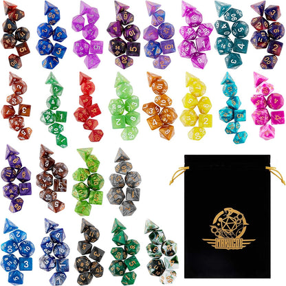 DND Dice Set, 25 X 7 Polyhedral Dice (175 Pieces) for Dungeons and Dragons DND RPG MTG Table Game D4 D6 D8 D10 D12 D20 25 Colors Dice with 1 Large Flannel Bag