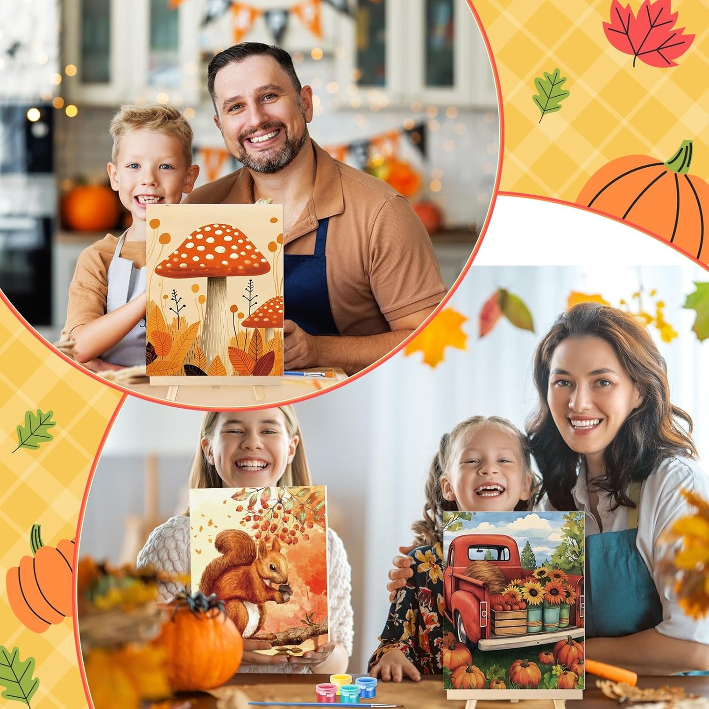 Zhanmai 12 Pack Pre Drawn Canvas for Painting Sip and Paint Kit 8" x 10" Paint Party Set Canvas Painting Pre Printed Canvases for Party Favor DIY Virtual Adult's Date Night(Fall Thanksgiving) - Crafty Corner