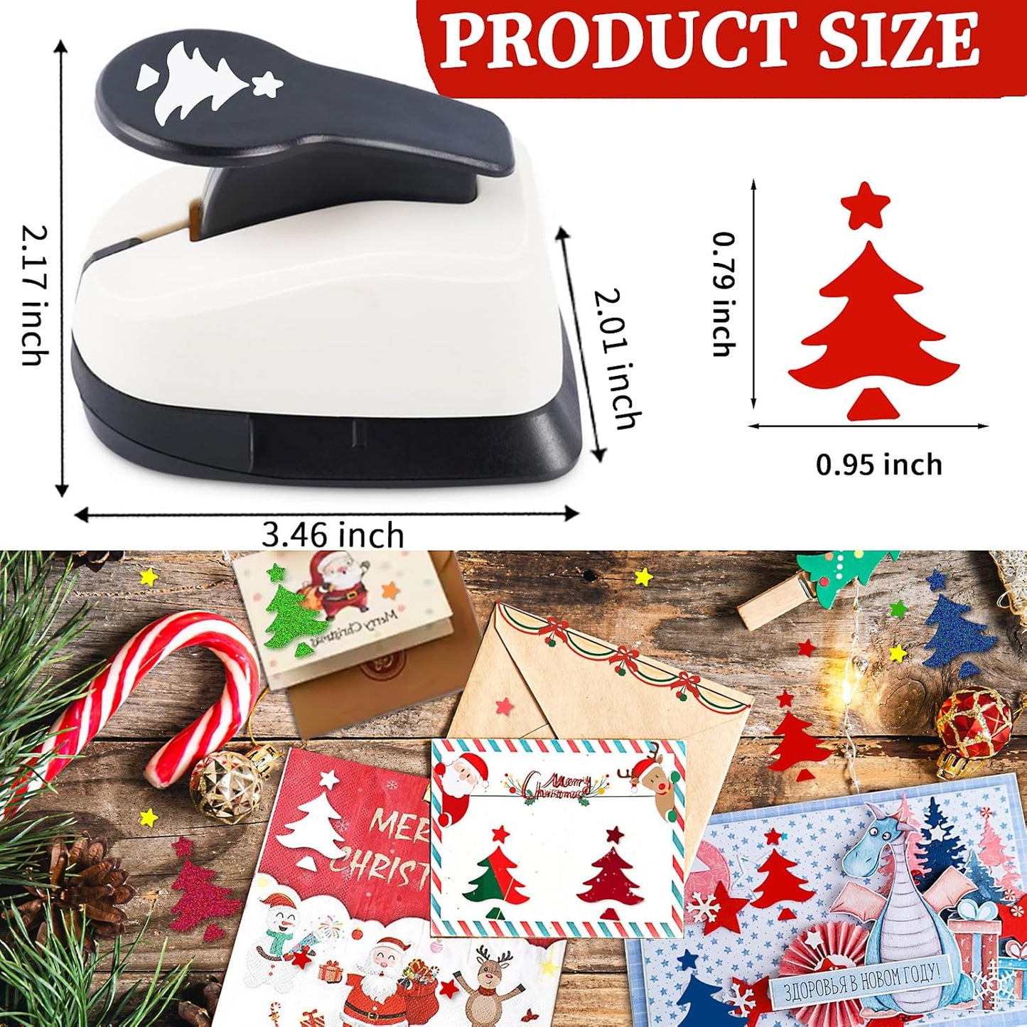 Christmas Punch, 1 inch Paper Punch for Christmas, Shape Hole Punches, Christmas Tree Punches for Paper Crafting, Pine Tree Puncher Lever Action Crafts Punch, Xmas Hole Punch for Scrapbooking DIY Arts - Crafty Corner