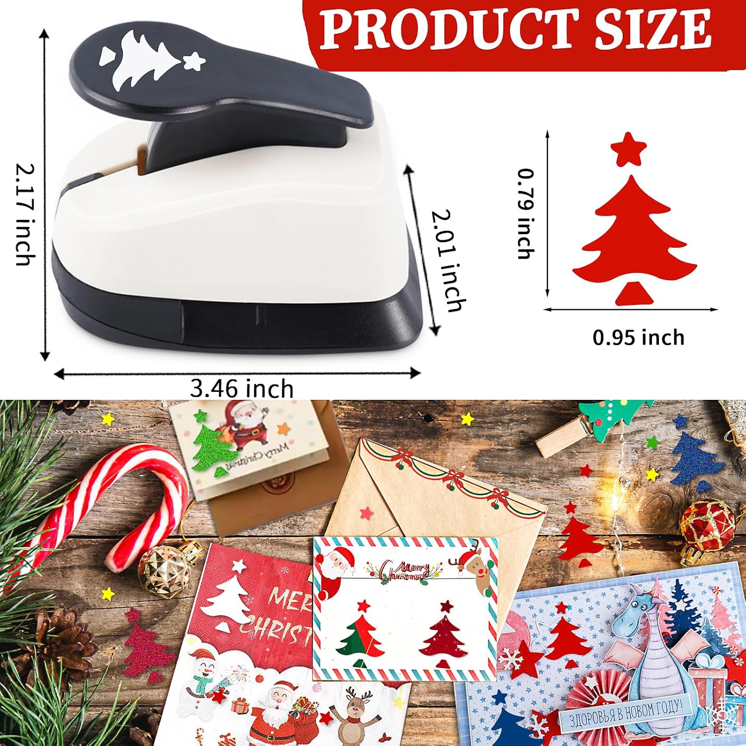 Christmas Punch, 1 inch Paper Punch for Christmas, Shape Hole Punches, Christmas Tree Punches for Paper Crafting, Pine Tree Puncher Lever Action Crafts Punch, Xmas Hole Punch for Scrapbooking DIY Arts - Crafty Corner